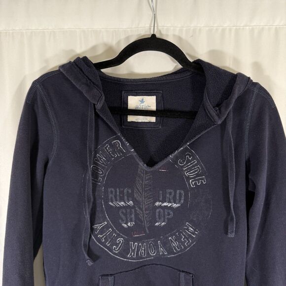 Aerie Hoodie Women's XS Blue Lower East Side New York Pockets Pullover Cotton - Picture 2 of 8